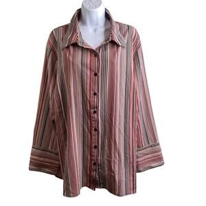 Maggie‎ Barnes Striped Classic Button Up Shirt Size 2X Career Capsule Basics